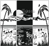 Пескоструйный рисунок Пейзаж  пляж №45